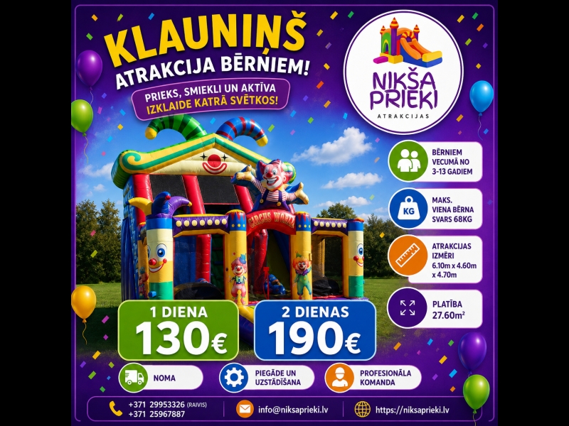 Atrakcija bērniem Klauniņš