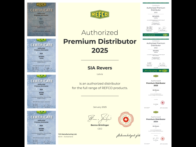 SIA FIRMA "REVERS" ir autorizētais REFCO MANUFACTURING premium izplatītājs