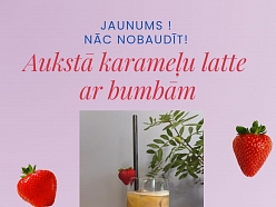 Aukstā karameļu latte ar bumbām