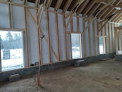 Koka karkasa mājas būvniecības process