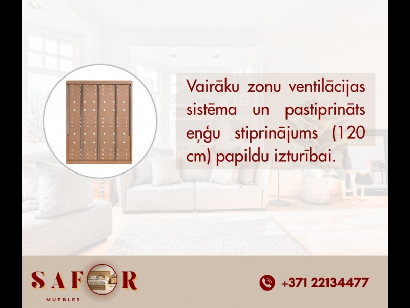 Gultas pamatne ar ventilācijas zonām