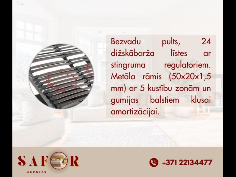 Gultas restes ar regulējamu stingrumu un metāla rāmi