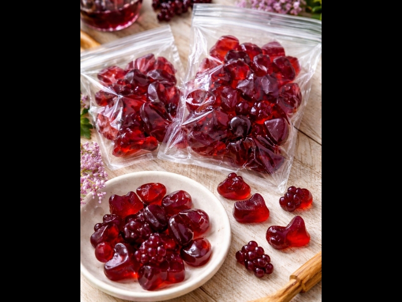 Dzērveņu želejkonfektes – dabīgas augļu konfektes iepakojumā