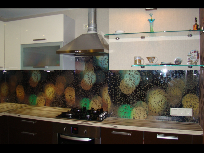 Virtuves stikla panelis ar fotoplēvi “Burbuļi”