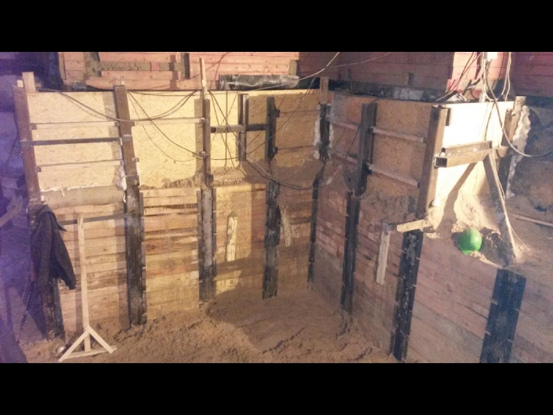 Pagraba būvbedres izbūve, atbalstsienas