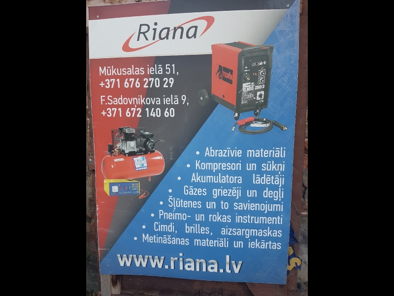 Metināšanas iekārtas, gaisa kompresori RIANA SIA 
