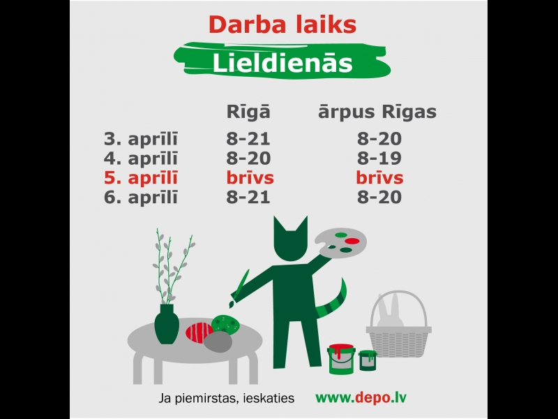 DEPO darba laiks Lieldienās