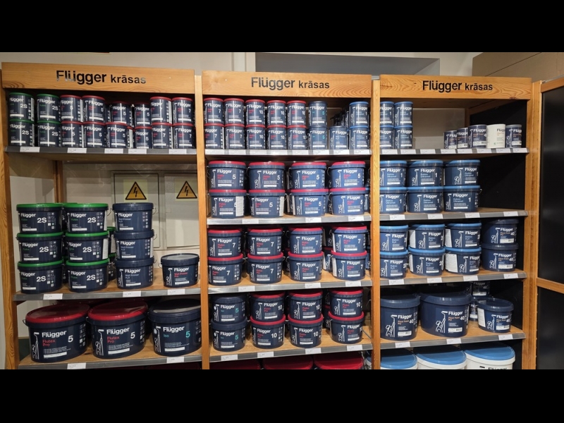 Flugger Flutex sienas krāsu stends Profcentrs veikalā