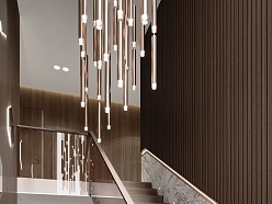 koka kāpnes interjerā