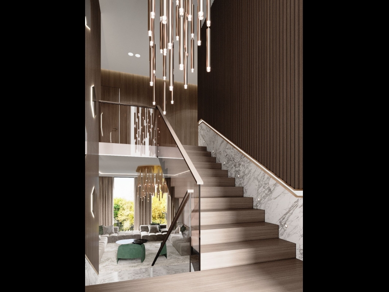 koka kāpnes interjerā