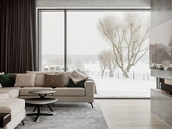 viesistabas dizains ar kaminu