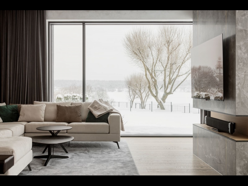 viesistabas dizains ar kaminu