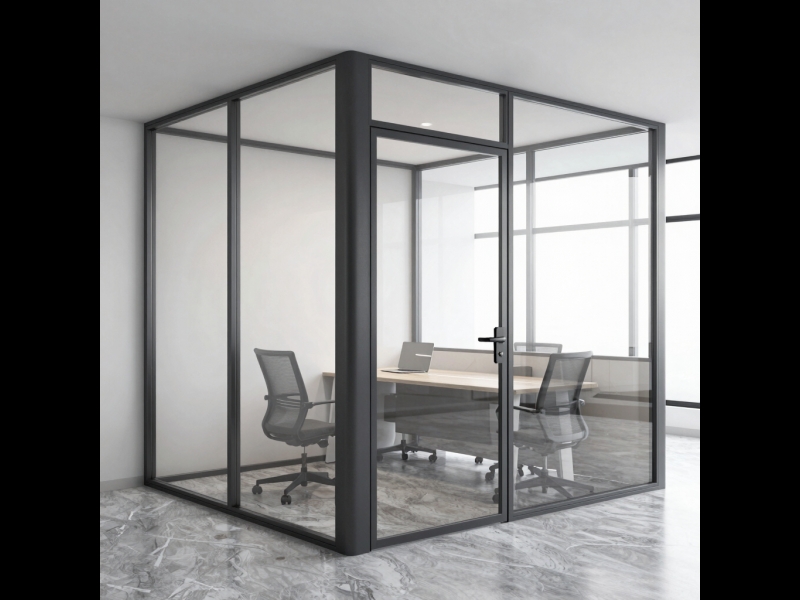 Stikla un metāla biroja konstrukcija