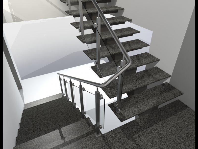 Stikla margas metāla kāpnēm ar elegantu dizainu