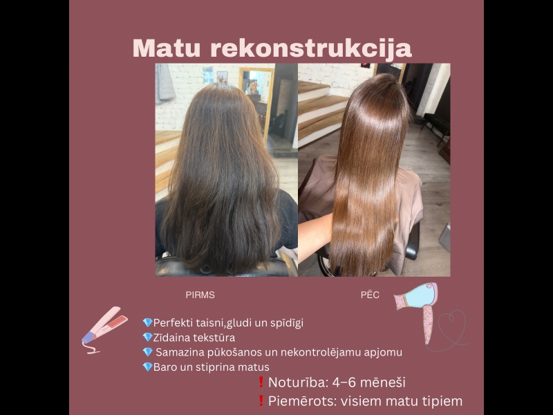 Aukstā botoksa procedūra bojātu un sausu matu kopšanai.