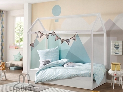 Mājas tipa bērnu gulta balta