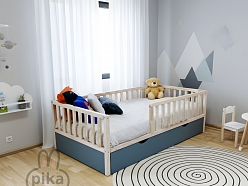 Bērnu gulta ar drošības barjeru