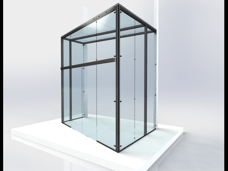 Stiklota metāla konstrukcija modernai ēkai