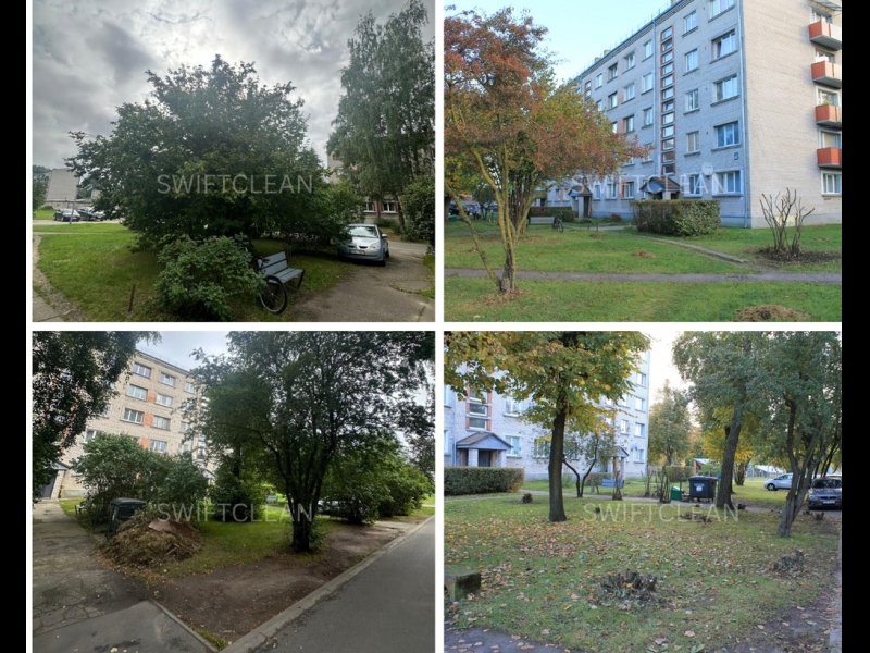 Pagalmu un dzīvojamo zonu pilna uzkopšana ar SwiftClean