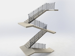 Tērauda margas daudzstāvu ēku kāpņu telpai ar drošības standartiem