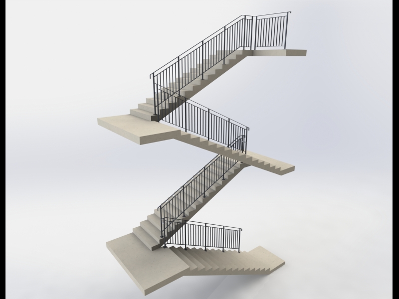 Tērauda margas daudzstāvu ēku kāpņu telpai ar drošības standartiem