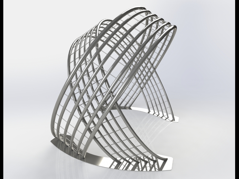 Mākslinieciskais vides objekts no metāla pilsētvidē