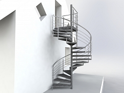 Vītņkāpnes no metāla ar koka pakāpieniem modernā interjerā