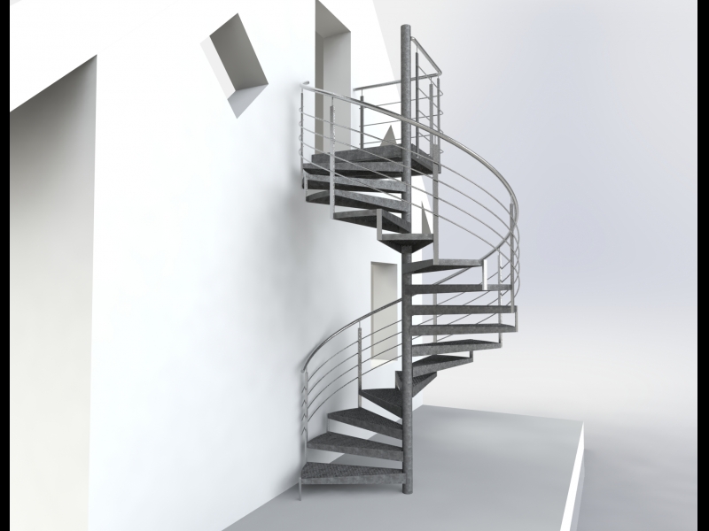 Vītņkāpnes no metāla ar koka pakāpieniem modernā interjerā