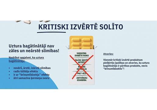 Skaļi solījumi nav pierādījums – jaunā infografika aicina pārbaudīt faktus par uztura bagātinātājiem