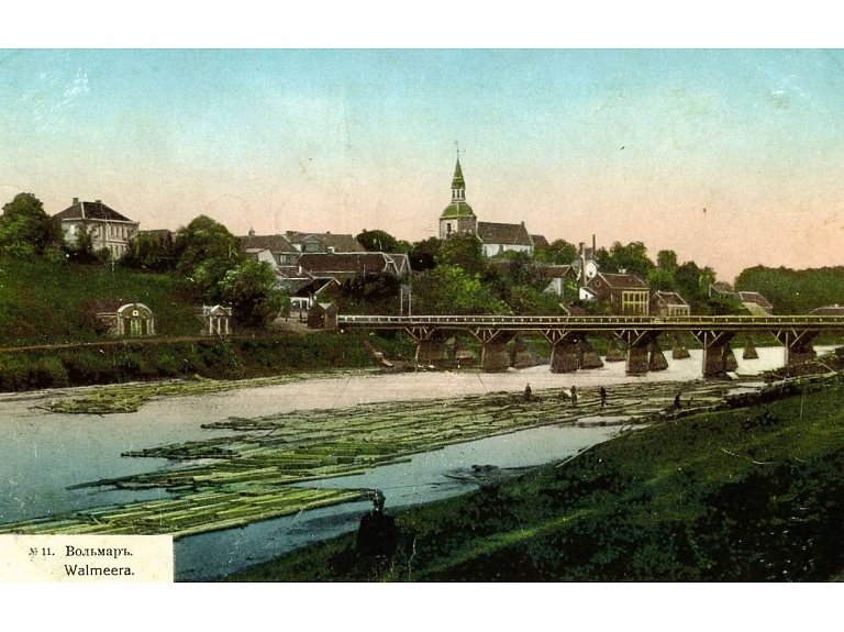 Abu krastu vienotājs. Skats uz Gaujas tiltu ap 1910.gadā.