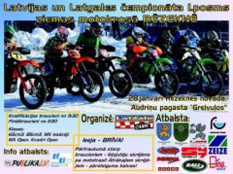 Audriņu pagastā notiks Latvijas un Latgales čempionāts ziemas motokrosā