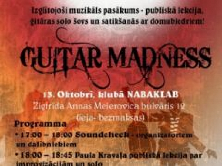 Nākamnedēļ klubā Nabaklab notiks bezmaksas izglītojošs muzikāls pasākums ģitāristiem