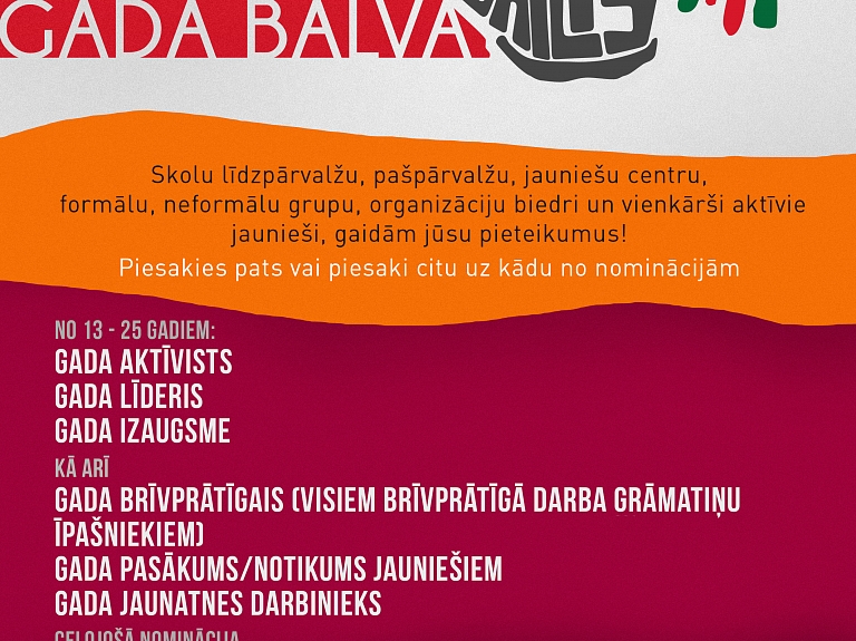 Izsludina Madonas novada jaunatnes lietu gada balvas "Sudraba Gailis" konkuru